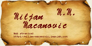 Miljan Macanović vizit kartica